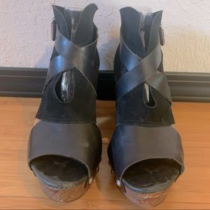 Free People Rendering Black Suede Wrap Clogs